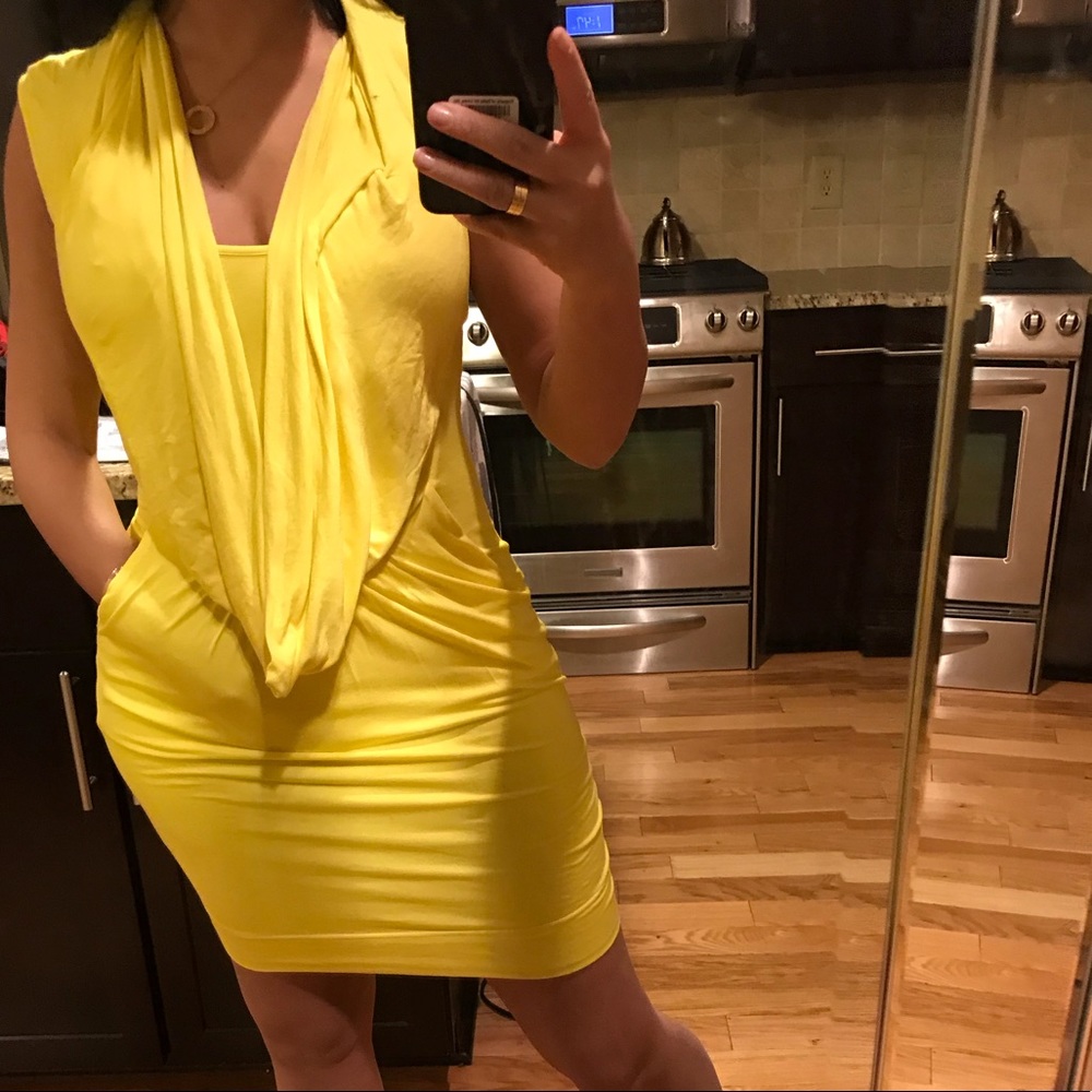 Neon yellow Bebe dress